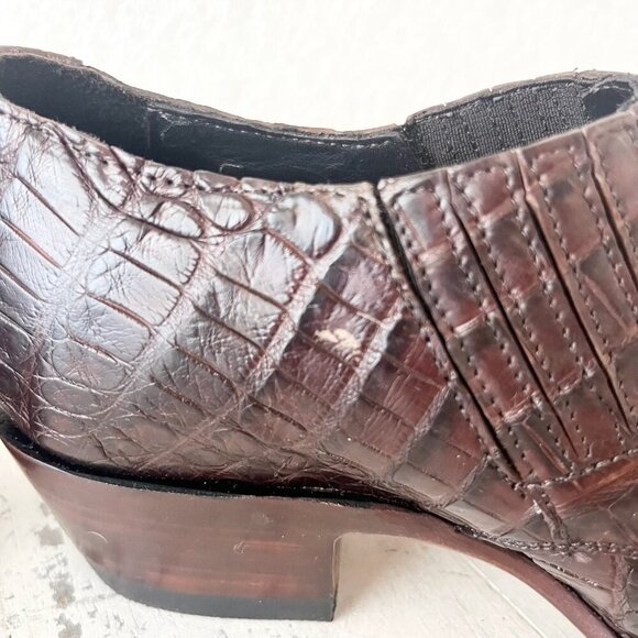 Rod Patrick Womens Pull on Shoes 9.5C Brown Caiman Exotic Western Boots Loafers - Picture 8 of 11